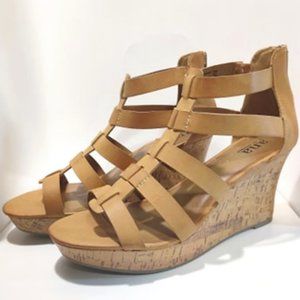 A.N.A. Strappy Tan Wedges